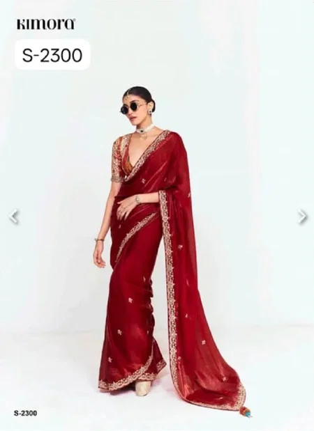 Kimora S2300 Red Designer saree